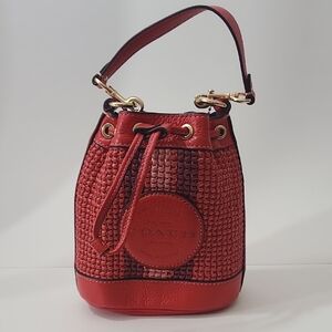 Coach Red Woven Shoulder Bag